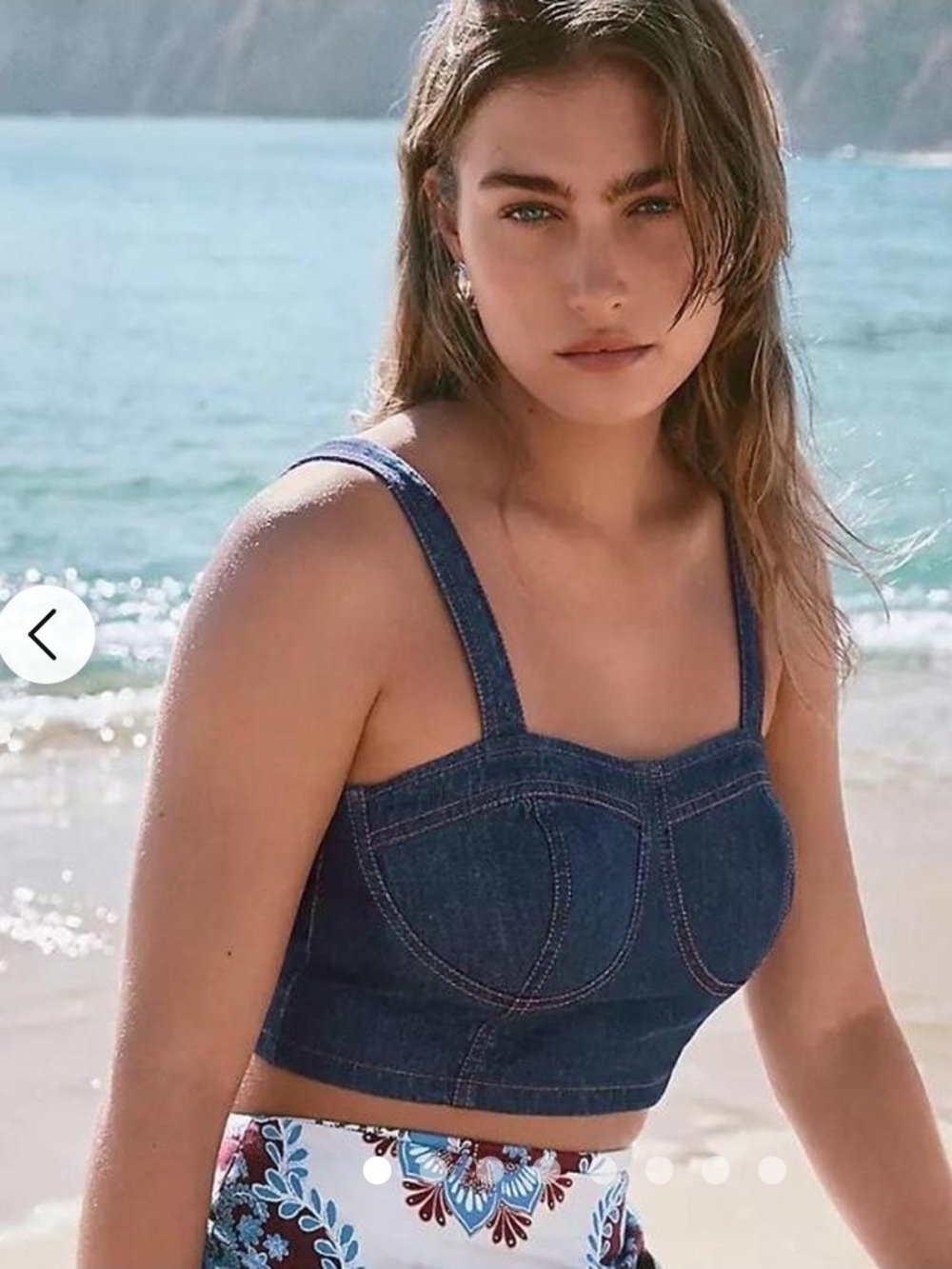Loft Denim Crop Bustier Top - Blue Size 8